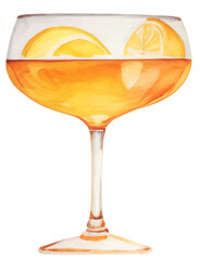lemon and orange juice with lemon cocktail Watercolor glass of summer 