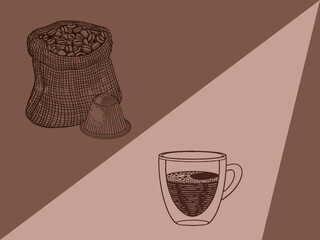 Coffee cups hand drawn vector illustration.