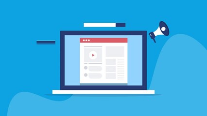 Content marketing strategy business promotion social media post audience view and interaction, sponsored content, internet communication conceptual video animation.