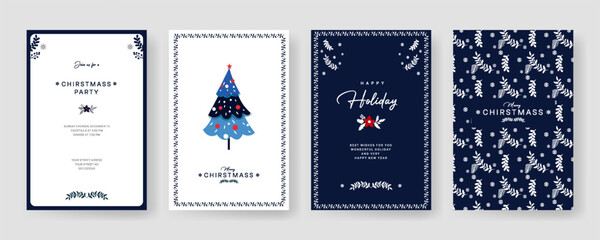 Traditional Corporate Holiday Christmas party card. Christmas party flyer. Christmas postcard design. Christmas creative social media ads.