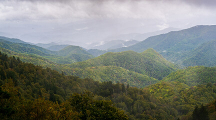Naklejka premium Blue Ridge Parkway, Famous Road linking Shenandoah National Park to Great Smoky Mountains National Park