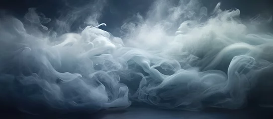 Poster Fresh air flow, cold white wind effect, blowing mist, smoke or winter blizzard trail © Idressart