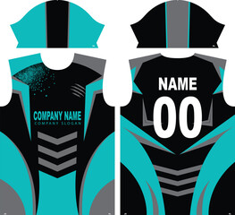 Fototapeta premium Football Jersey Design, Black Light blue
