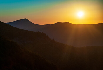 Obraz premium Blue Ridge Parkway, Famous Road linking Shenandoah National Park to Great Smoky Mountains National Park