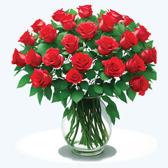Bunch of beautiful blooming roses in vase