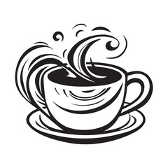 Black and white cup of coffee