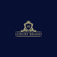 HJ Luxury lion crest logo - royal lion vector template