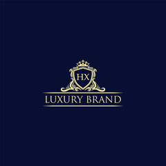 HX Luxury lion crest logo - royal lion vector template