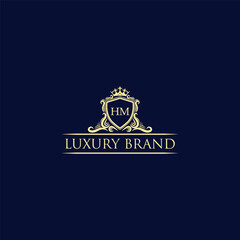 HM Luxury lion crest logo - royal lion vector template