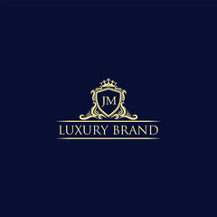 JM Luxury lion crest logo - royal lion vector template