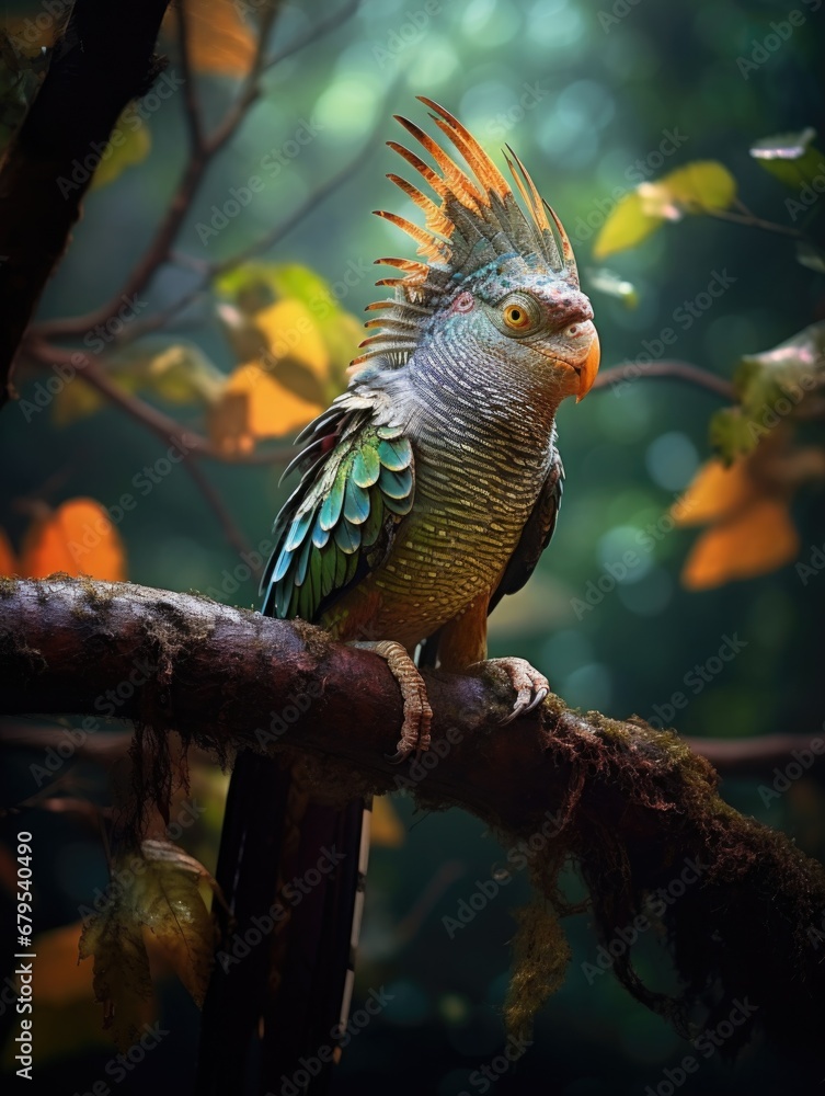 Aufkleber a colorful bird sitting on top of a tree branch. generative ai.