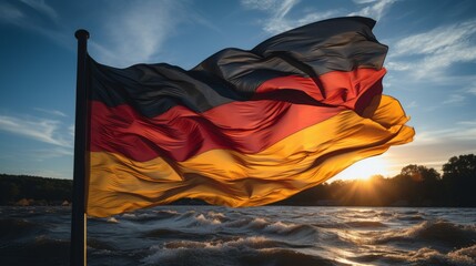 Germany National Flag. Flag of Germany. The federal flag shall be black, red and gold. Bundesflagge - obrazy, fototapety, plakaty