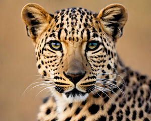 Obraz premium Fierce Leopard Stalking Prey, Graceful Big Cat in the Wilderness