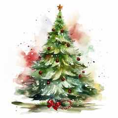 watercolor christmas tree oil painting