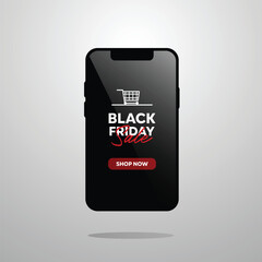 Naklejka premium Simple 3D illustration of a black Friday smartphone in vector image.