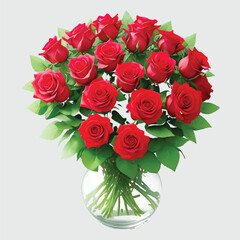 Bunch of beautiful blooming roses in vase