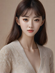 This is an image of a beautiful woman as an Asian model. generative AI