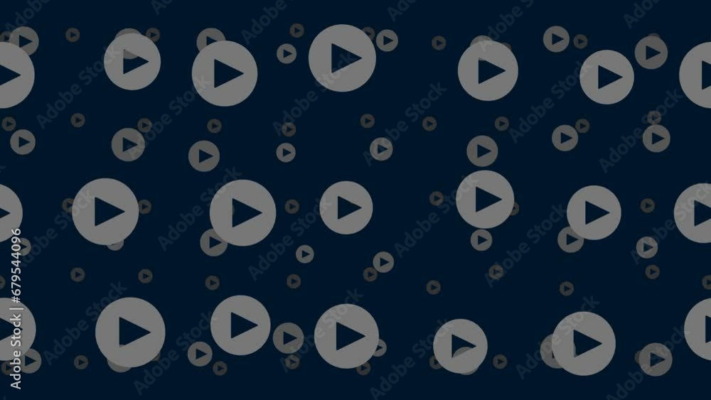 Poster play symbols float horizontally from left to right. parallax fly effect. floating symbols are locate