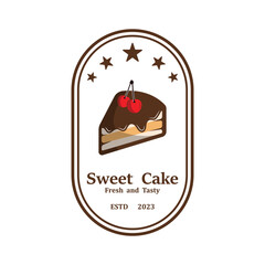 Sweet Cake Logo. Birthday Cake Icon With sweet cherries