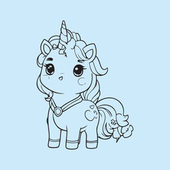 baby unicorn with a smile cartoon
