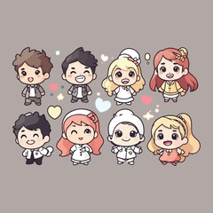 set of cartoon people