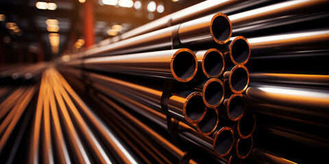 Metal pipes running through an industrial complex