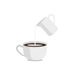 Coffee cup and milk vector. free space for text. wallpaper.