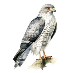 Goshawk Bird Watercolor Illustration