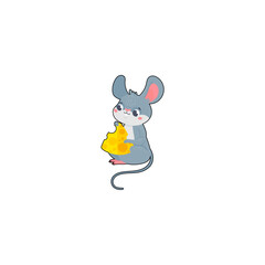 cute vector mouse with cheese isolated