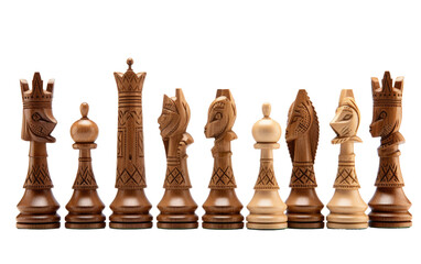 Hand-Carved Wooden Chess Set On Transparent PNG