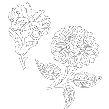 Vintage Flowers line art