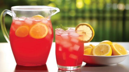 Fototapeta premium Refreshing summer lemonade from citrus fruits and mint. Fruit cocktails.