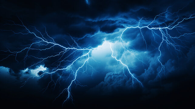 A striking image of a bright blue lightning