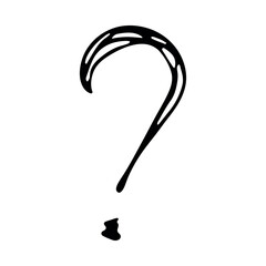 Hand drawn ink question mark illustration in sketch style. Single element for design