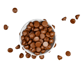 Chocolate Chips in a White porcelain Bowl 3d illustration