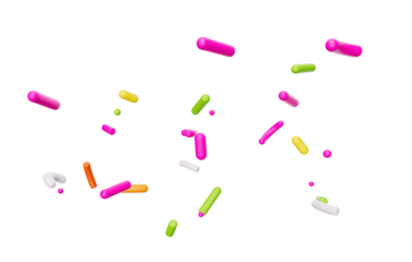 Colorful sprinkle falling on White bright background 3d illustration