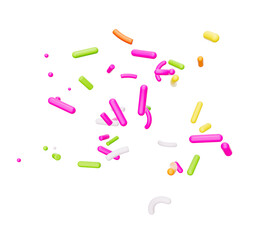 Colorful sprinkle falling on White bright background 3d illustration