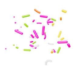 Colorful sprinkle falling on White bright background 3d illustration