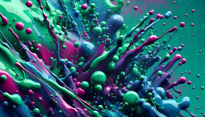 Abstract colorful splatter and colorful bubbles