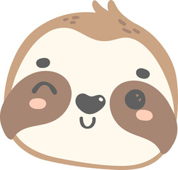 Cute Baby Sloth happy face cartoon nursery illustration
