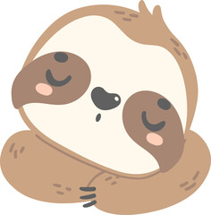 Cute Baby Sloth sleeping face cartoon nursery illustration