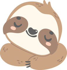 Cute Baby Sloth sleeping face cartoon nursery illustration