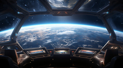 View of the earth from the spaceship