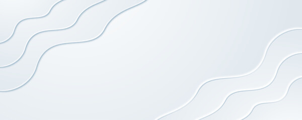 立体的な波のような曲線と青白グラデーションでできたバナー、ヘッダーイラスト。