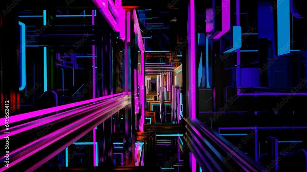 Poster endless movement through frames with the inscription nft. crypto art concept. 3d render