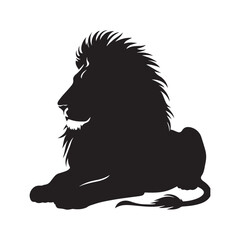 Elegant Seated Lion Silhouette - An Elegant and Powerful Image Capturing the Seated Posture of a Lion in a Majestic Silhouette