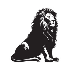 Majestic Presence: Seated Lion Silhouette - An Image Conveying the Majestic Presence and Tranquility of a Lion in a Seated Stance