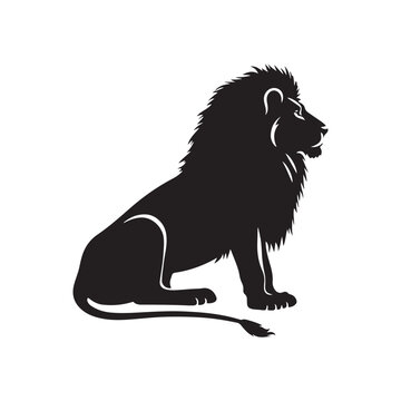 Noble Silence: Sitting Lion - A Noble and Silent Image Celebrating the Regality and Dignity of a Lion in Silhouette