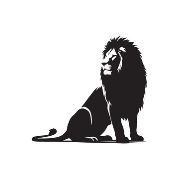 Soothing Grace: Sitting Lion - A Soothing and Graceful Image Illustrating the Calm and Poise of a Lion in a Seated Stance