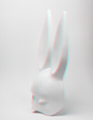 Plastic bunny mask. Glitch effect
